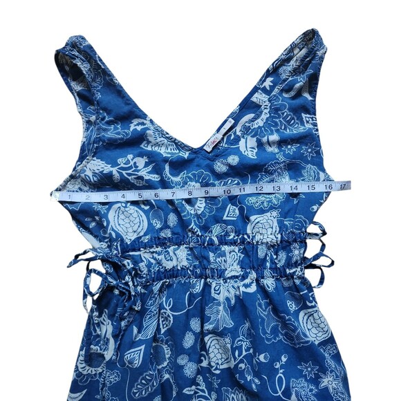 Faherty Sandbar Maxi Dress Womens L Organic Cotton Blue Floral Resort Coastal - Picture 6 of 8